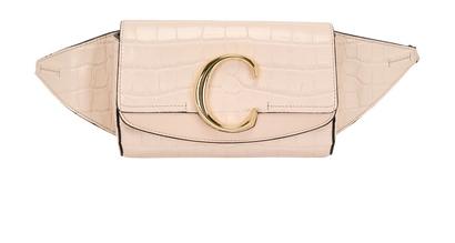Crocodile Embossed Belt Bag, &pound;295, Handbags, Pink, Leather, Front view